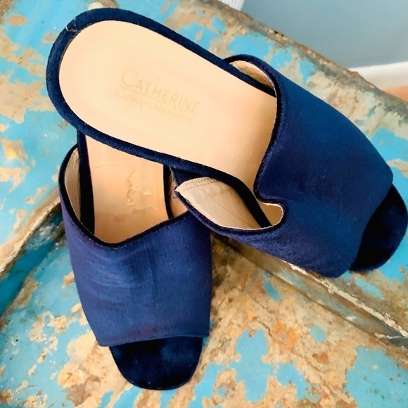 VTG Catherine MaLandrino Velvet Open Toe Block Heel Mules by Vasconey,EUC Size 9 - Picture 8 of 8